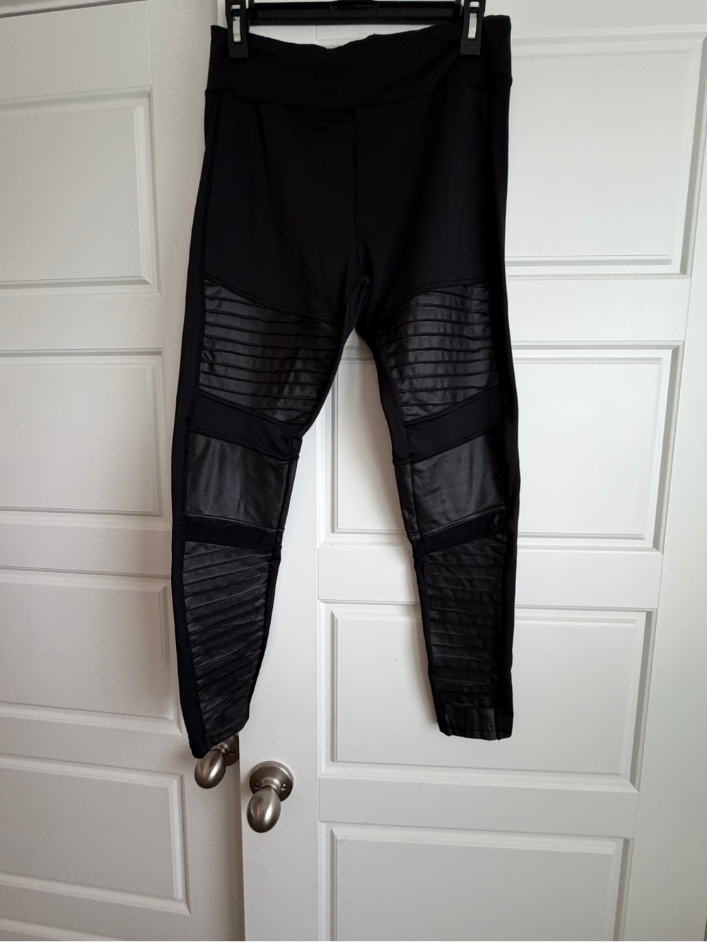 159 - NWOT a new day Black Moto-Style Leggings with Textured Panels